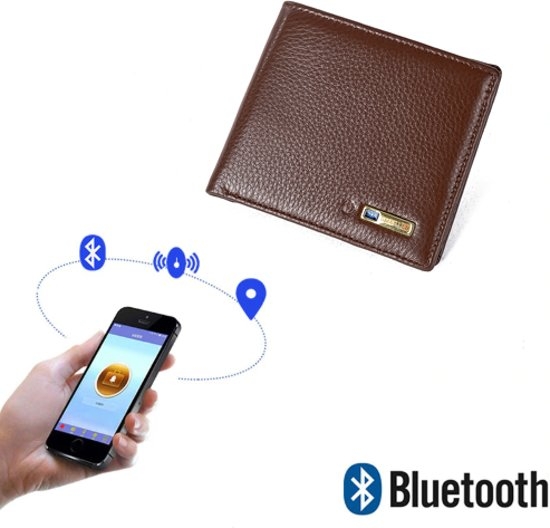 Dagaanbieding - Slimme Portemonnee, met Bluetooth en Anti Diefstal- en alarm, in bruin leder dagelijkse aanbiedingen